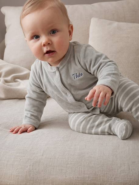 Pack of 2 newborn long-sleeved pyjamas sage green 