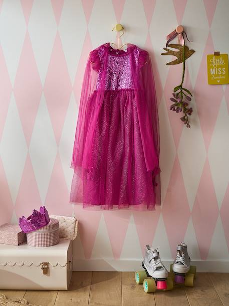 Princess Costume with Veil & Crown Blue+Gold+Pink+plum 