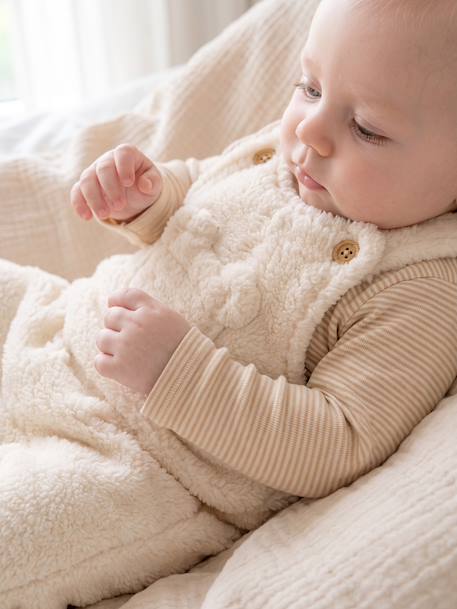Dungarees and bodysuit set for baby vanilla 
