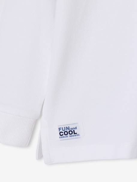 Long-sleeved polo shirts for boys slate blue+white 