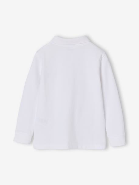 Long-sleeved polo shirts for boys slate blue+white 