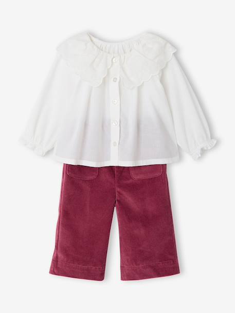 Blouse and trousers set for baby girls raspberry pink 
