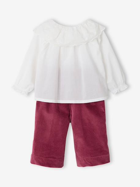 Blouse and trousers set for baby girls raspberry pink 