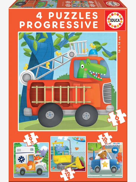 Set of 4 Progressive Puzzles, 6 to 16 Pieces, Rescue Patrol, by EDUCA Red 