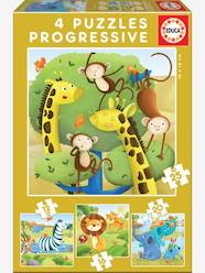 Toys-Educational Games-Set of 4 Progressive Puzzles, 12 to 25 Pieces, Wild Animals, by EDUCA