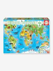 Toys-Educational Games-Puzzles-150 Piece Puzzle, Animals World Map, by EDUCA