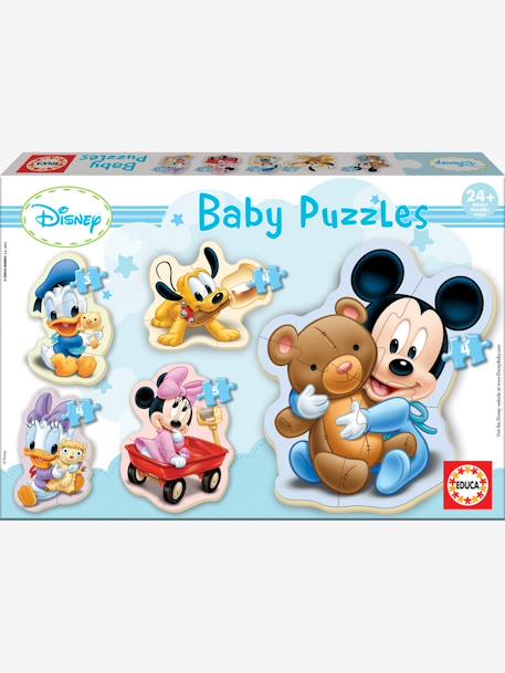 Set of 5 Progressive Puzzles, 3-5 Pieces, Disney® Mickey Mouse, by EDUCA Light Blue 