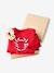 Christmas Gift Box with Jacquard Knit Reindeer Jumper + 2 Scrunchies for Girls ecru+pale pink+red 