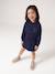 Short hooded dress for girls green+marl grey+navy blue 