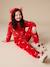 Hooded sleepsuit for girls red 