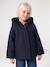 Woollen Fabric Coat with Hood marl beige+navy blue 
