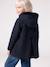 Woollen Fabric Coat with Hood marl beige+navy blue 