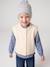 Sleeveless knitted cardigan with front button for girls lilac+vanilla 