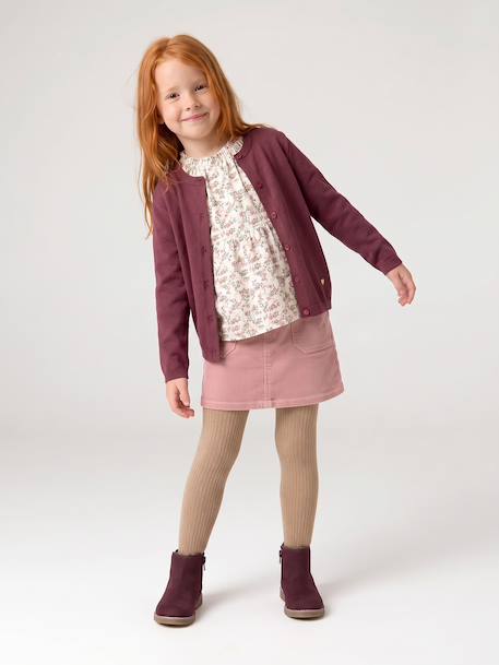 Fine Knit Basics Cardigan for Girls anthracite+dusky pink+emerald green+grey blue+marl beige+navy blue+plum+vanilla 