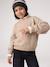 High-neck jumper for girls camel+old rose 