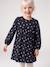 Long-sleeved dress for girls ecru+navy blue 
