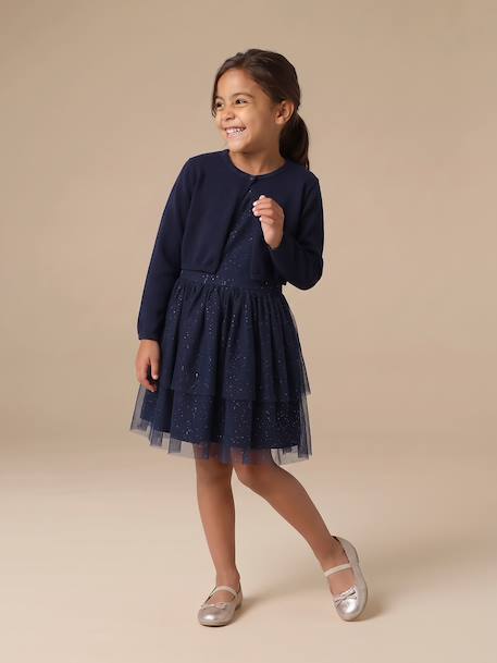 Dress and cardigan set for girls navy blue 