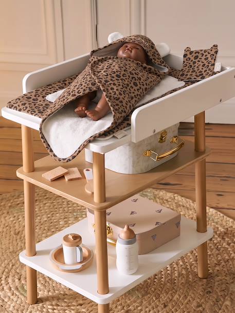 Customisable doll bath cape brown 