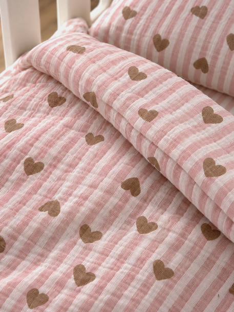 Blanket + Pillow for Dolls, in Cotton Gauze beige+caramel+printed pink+rose+White+yellow 