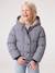 Hooded puffer jacket for girls blue+navy blue 