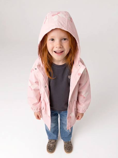 Hooded Raincoat with Magical Motifs for Girls blush+GREEN MEDIUM ALL OVER PRINTED+pale pink+rose+sky blue 