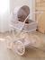 Pram for baby doll black+ecru+rose 