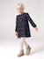 Long-sleeved dress for girls ecru+navy blue 