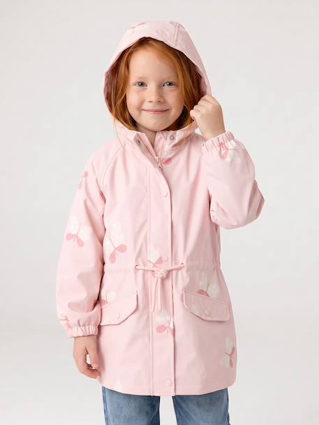 Hooded Raincoat with Magical Motifs for Girls blush+GREEN MEDIUM ALL OVER PRINTED+pale pink+rose+sky blue 