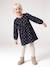 Long-sleeved dress for girls ecru+navy blue 