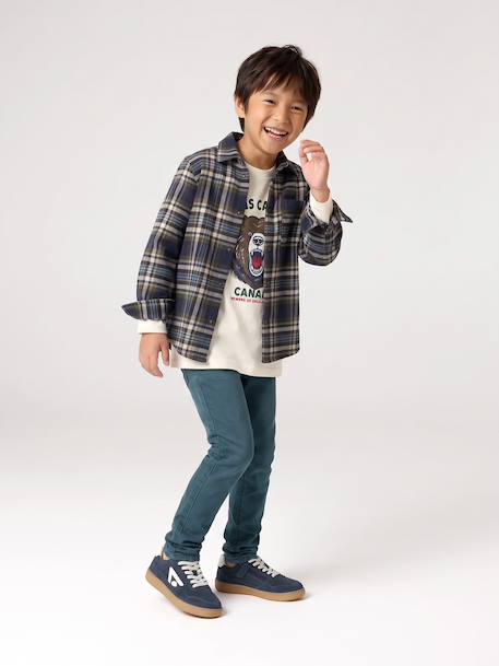 Chequered Flannel Shirt for Boys camel+chequered green+chequered navy blue+English green+night blue+slate blue 