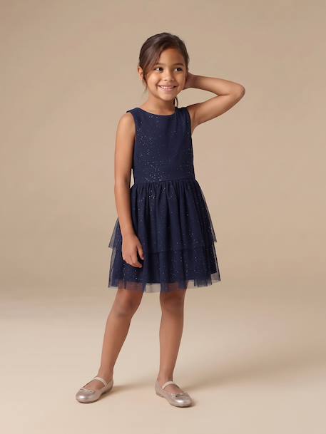 Dress and cardigan set for girls navy blue 