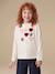Long Sleeve T-Shirt with Heart in Relief, for Girls blush+ecru+green+white 