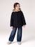 Hooded coat for girls camel+navy blue 