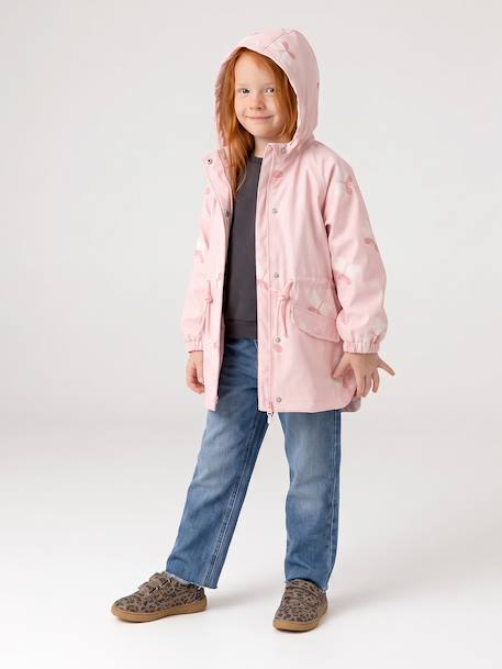 Hooded Raincoat with Magical Motifs for Girls blush+GREEN MEDIUM ALL OVER PRINTED+pale pink+rose+sky blue 