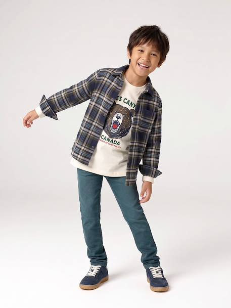 Chequered Flannel Shirt for Boys camel+chequered green+chequered navy blue+English green+night blue+slate blue 