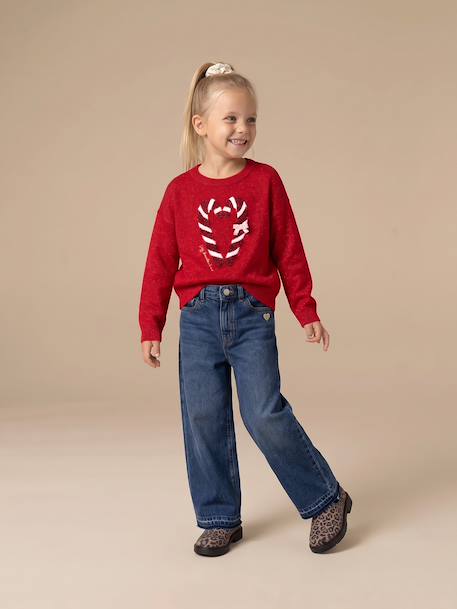 Wide-Leg Jeans, Frayed Hems, for Girls bleached denim+deep blue+grey+stone 