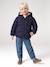 Hooded puffer jacket for girls blue+navy blue 