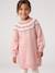Jacquard knit dress with long sleeves for girls camel+rosy+sage green 