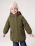 Hooded Parka with Faux Fur Lining for Girls black+camel+dark green+dusky pink+navy blue+plum 