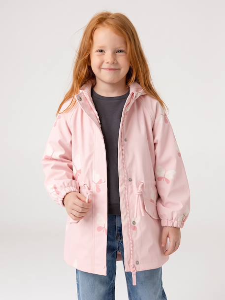 Hooded Raincoat with Magical Motifs for Girls blush+GREEN MEDIUM ALL OVER PRINTED+pale pink+rose+sky blue 