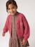 Buttoned cardigan for girls ecru+old rose 