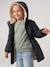 Romantic Hooded Parka for Girls anthracite+green 