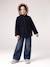 Hooded coat for girls camel+navy blue 