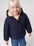 Hooded puffer jacket for girls blue+navy blue 