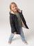 Romantic Hooded Parka for Girls anthracite+green 