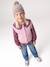 Sleeveless knitted cardigan with front button for girls lilac+vanilla 