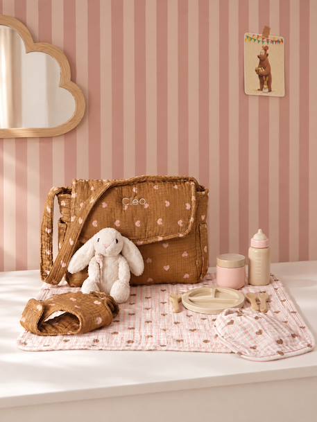 Changing Bag & Accessories in FSC® 100% Wood, PETITES FLEURS caramel 