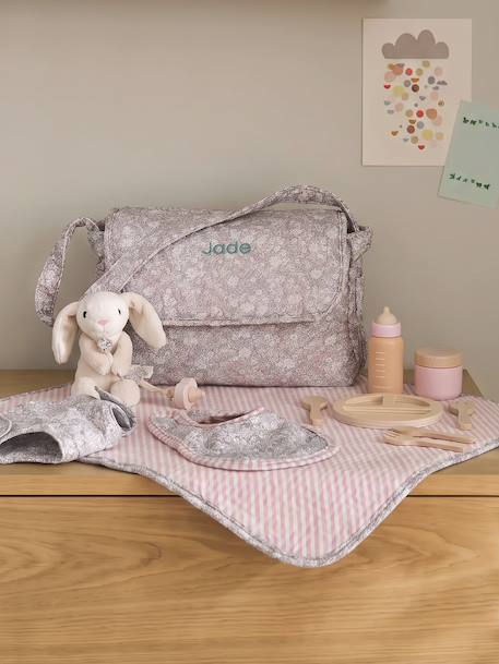 Changing Bag & Accessories in FSC® 100% Wood, PETITES FLEURS blush+caramel 