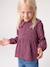 Shirt in Cotton Gauze with Broderie Anglaise Collar, for Girls ecru+emerald green+plum 