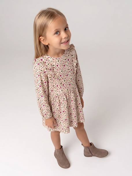 Short long-sleeved dress for girls ivory+vanilla 